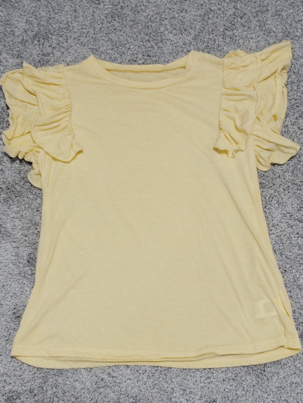 Women's Ruffle Sleeve Short Sleeve Tee in Light Yellow